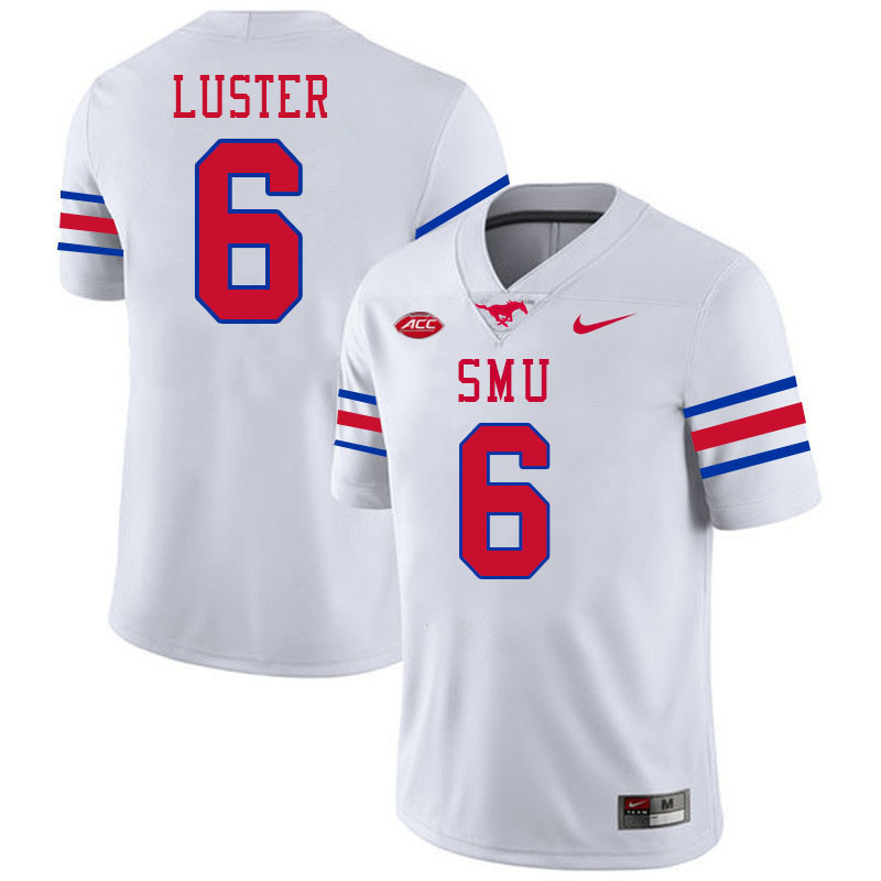SMU Mustangs #6 Keldric Luster College Football Jerseys Stitched Sale-White